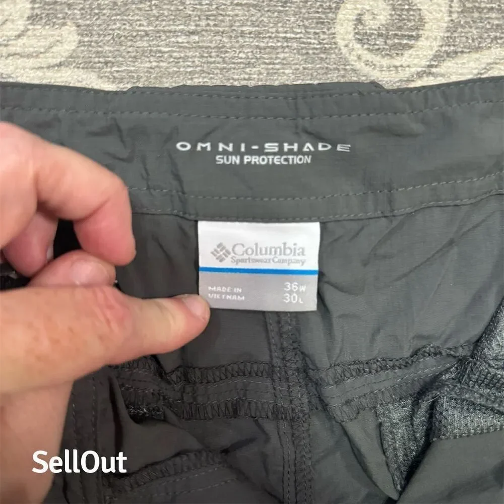 Columbia Men's Cargo Pants 36x30 Gray Omni-Shade Sun Protection